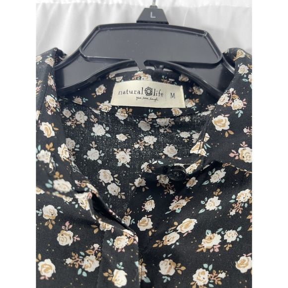 Natural Life Rebecca Black Floral Rayon Cottagecore Praire Midi Dress Medium - Picture 5 of 13